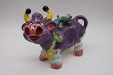 Vintage Thames & Kosmos Purple Cow - 1950s Pottery Colorful Retro Kitsch - 7" T