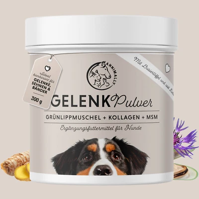 Annimally Gelenkpulver für Hunde - Grünlippmuschel, Kollagen, MSM, Hyaluron 300g