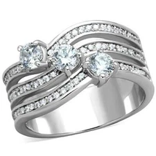 TK1683 - High polished (no plating) Stainless Steel Ring with AAA Grade CZ  in