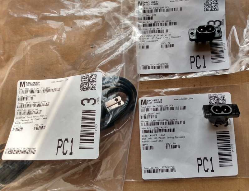 AC LINE CORD (6-Ft), 2 POWER INLET MODULES—C7, C8 STYLE—NEW—NEVER USED