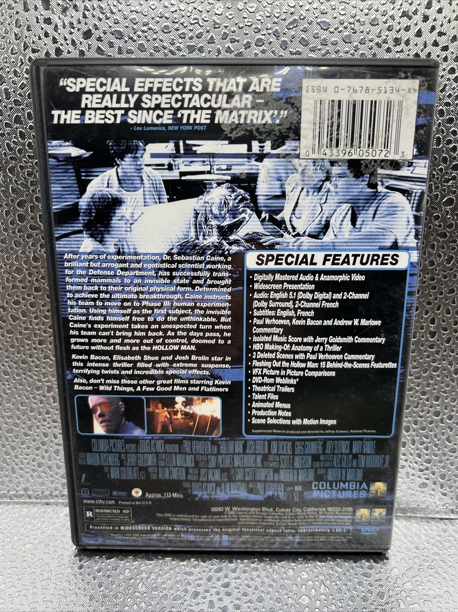 Hollow Man (DVD, 2001, Special Edition) Kevin Bacon Elisabeth Shue