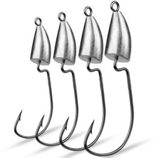 10pcs Bullet Jig Heads Swimbait Fishing Hooks Weedless Offset Weighted Hook
