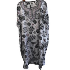 Metropolitan Kaftan Maxi Dress Women Onesize Black White Circular All Over Print