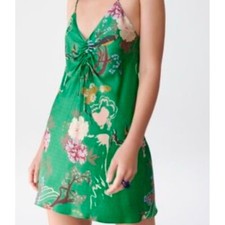 Zara Bloggers Favorite Satin Green Effect Print Dress Size S