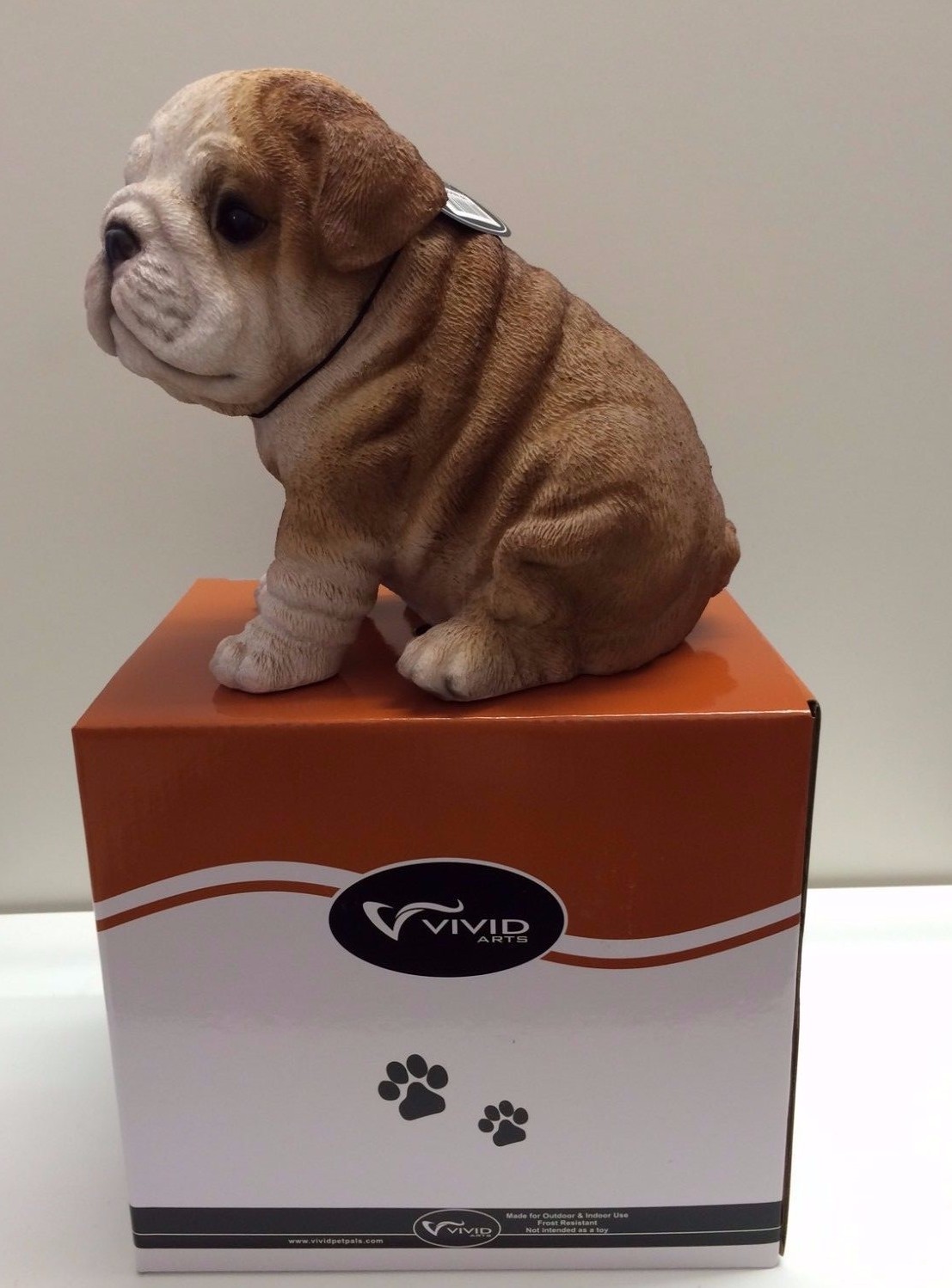 Vivid Arts Sitting Bulldog Puppy Pet Pal - Indoor or Outdoor Use With Gift Box