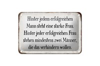 Blechschild Spruch 18X12 Cm Hinter Jedem Mann Steht Frau Deko Schild