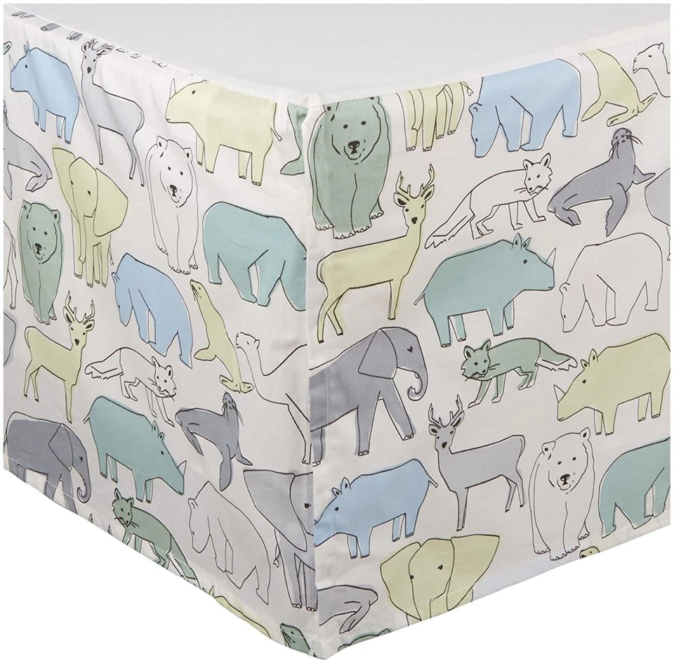 *NUEVO EN PAQUETE* DWELL STUDIO Safari Animal Estampado Caravana Cuna Falda Polvo Volantes, NUEVO Foto 3 de 3