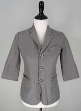Stile Benetton Gray 3 Button 3/4 Sleeve Blazer Jacket Size Small