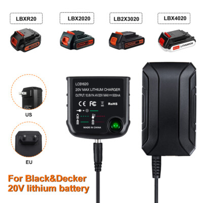 20 Volt Lithium Battery Charger for Black&Decker Electric Drill