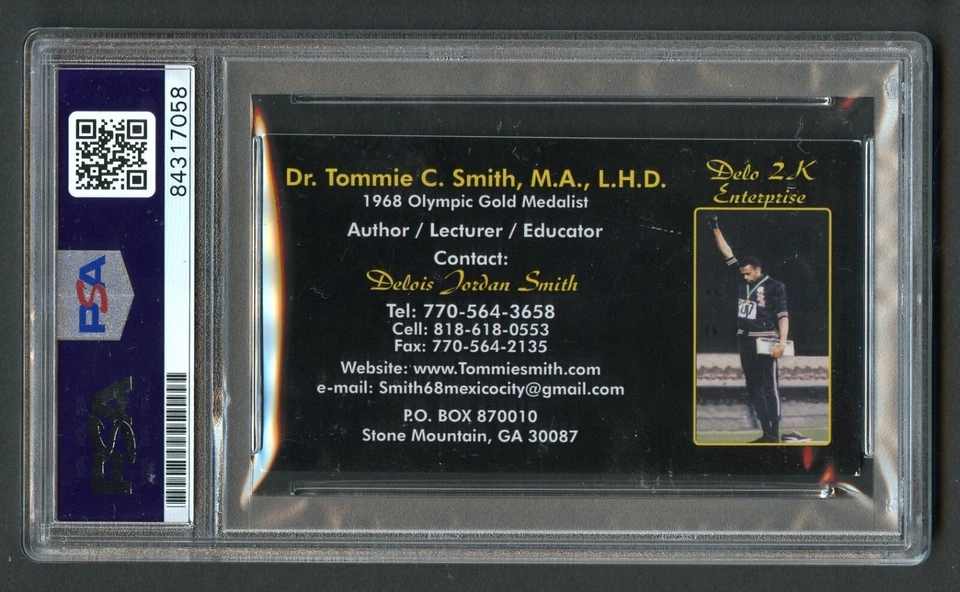 Tommie Smith signed autograph author lecturer Business Card PSA Slabbed - Image 2 of 2