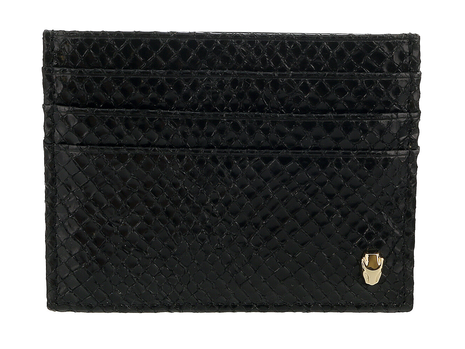 Roberto Cavalli Class Metal Black Lizzard Embossed Cleo Credit Card Holder 16890₽
