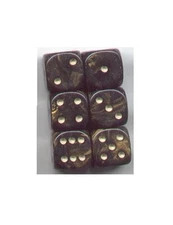 RARE NEW Dice Set of 6 D6 (15mm) - Gold Mist Black