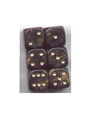 RARE NEW Dice Set of 6 D6 (15mm) - Gold Mist Black