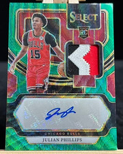 Julian Phillips 2023-24 Panini Select 1/5 Patch Auto Green Wave RC #RJ-PHL