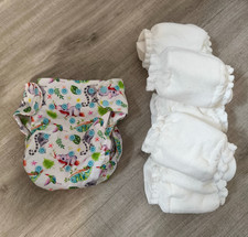 Blümchen Stoffwindel 2in1 System One Size Set mit 5 Einlagen - Dschungel