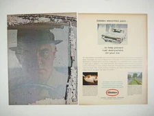 Glidden Rust Prevention Car Paint Ad 1960s Vintage Print Car in Snow Winter 2 pg