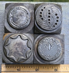 Antique Steel Mold Die Hub Stamp Jewelry Tool Pendant Round Design Ornate Lot 
