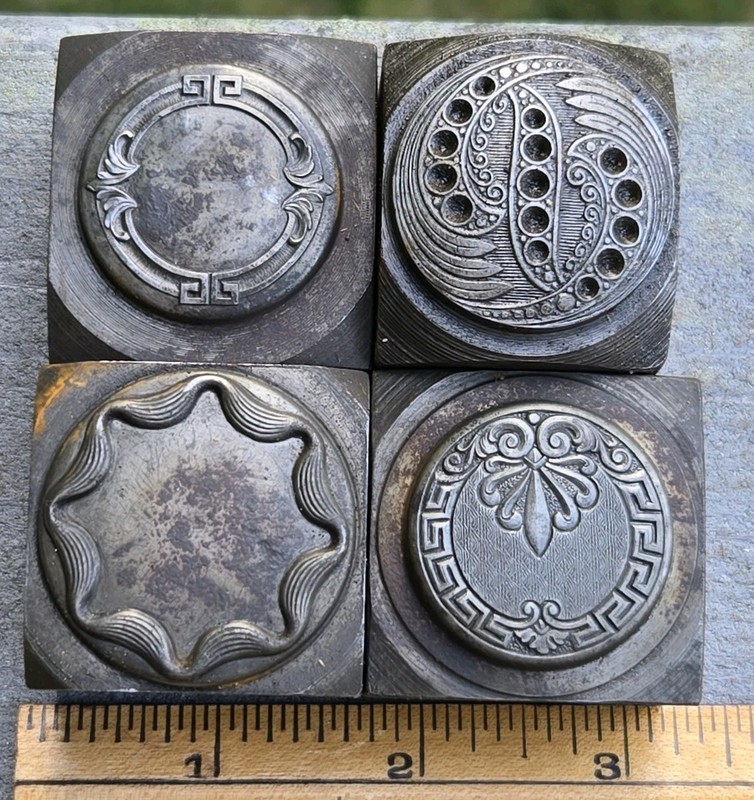 Antique Steel Mold Die Hub Stamp Jewelry Tool Pendant Round Design Ornate Lot 