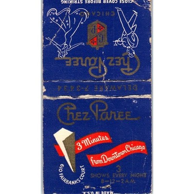 Chez Paree Chicago Advertising Matchbook Cover MM8-7