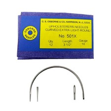 .S. Osborne Pack of 12 Curved Needles Extra Light 501X Size 3-1/2" Made in USA