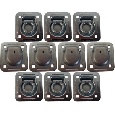 10 pk Flush Mount Recessed Ring Trailer Cargo Tie Down Control D-Rings 6000 lbs.