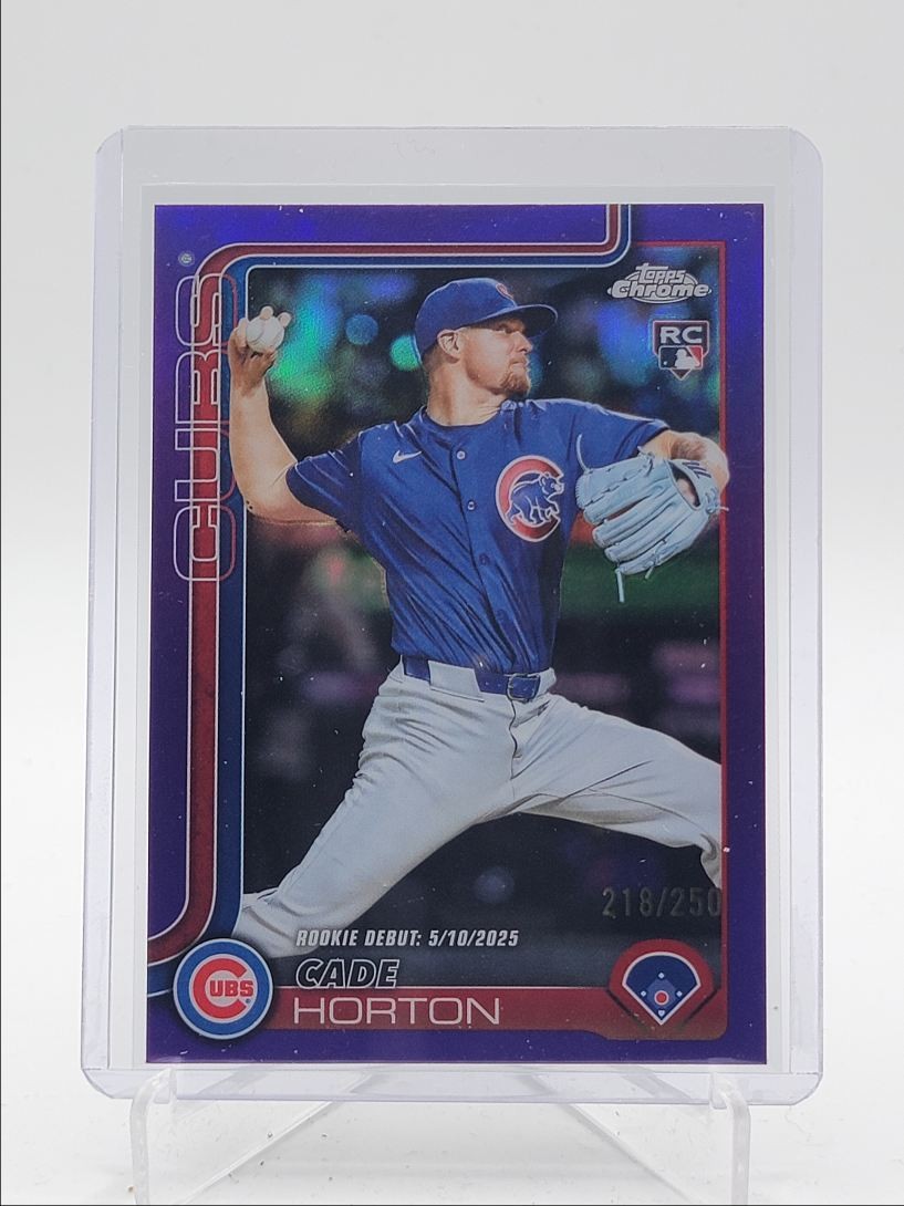 CADE HORTON 2025 TOPPS CHROME UPDATE ROOKIE DEBUT PURPLE RC /250 Q4060