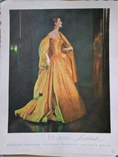 1962 Modess because sanitary napkins Brunette Gold Evening Gown vintage ad 