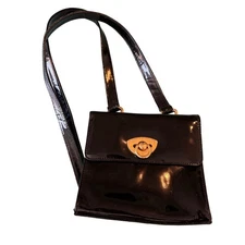 Vintage 1950's Bloomindales purse/bag, Black Patent Leather