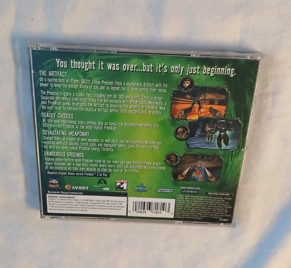 Alien vs Predator 2 The Primal Hunt Expansion Pack PC Game 2002 AVP VG+ CD - Image 2 of 3