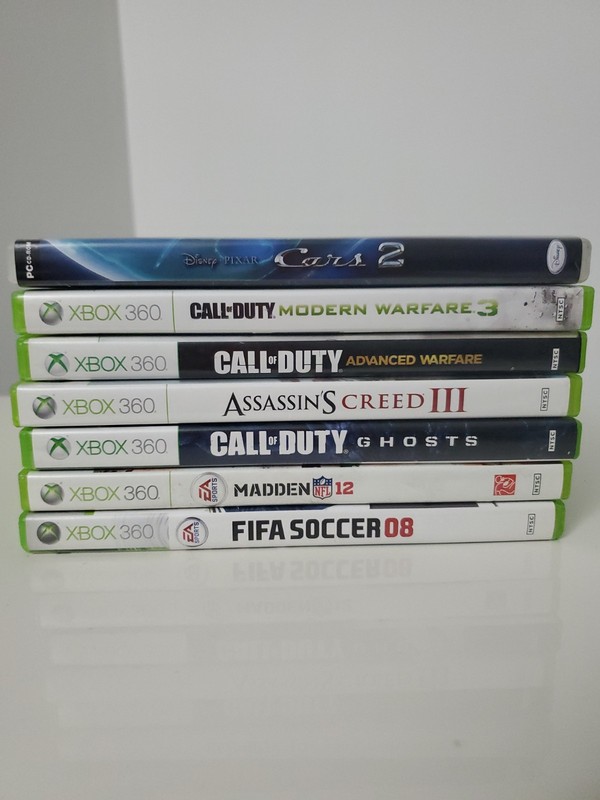  Xbox 360 7 Pc Game Lot Call of Duty AW MW3 Ghosts Assassins Creed Cars FIFA