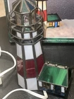 Vintage Tiffany style Stained Glass Lighthouse Lamp 8”