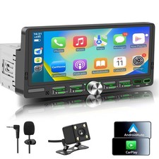 Single Din Touchscreen Radio with Wireless Apple CarPlay  Android Auto, 6.9"...