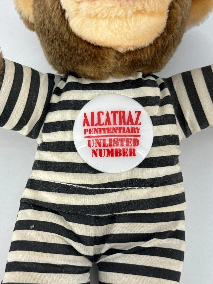 Muñeca de peluche mono prisión de Alcatraz 12" número no listado a rayas cárcel traje juguete Foto 2 de 4