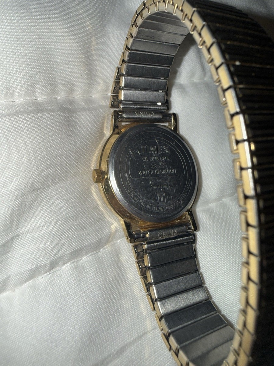 Timex Quartz Men's Day/Date Gold Tone Expansion Band 34mm White