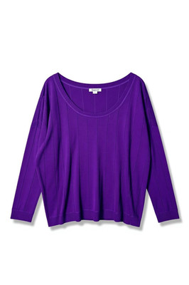 Roaman's Purple Ribbed Knit Sweater 4X Plus Size Scoop Neck Acrylic Pullover
