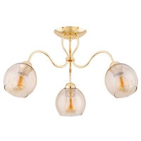Deckenleuchte 3-Flammig Glas Gold Bernstein E27 B:58 Cm Deckenlampe Schlafzimmer
