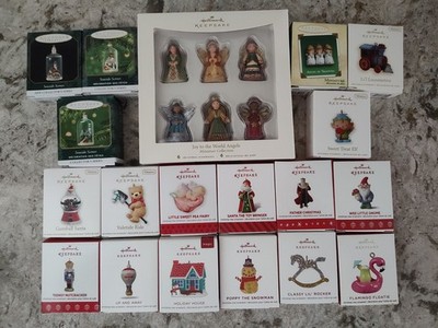 Lot of 24 Miniature Hallmark Ornaments 1999-2020 Santas Angels Snowmen & more