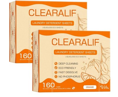 2 Pack Clearalif Laundry Detergent Sheets Upto 320 Loads ECO Friendly, Cleaning