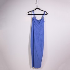 Reformation Stormi Organic Cotton Poplin Bralette Midi Dress Powder Blue 2