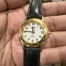 RUNS Vtg Timex Watch Women Indiglo 33mm Gold ...