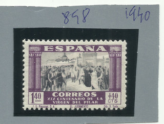 ESPAÑA.SELLO SUELTO VIRGEN DEL PILAR DE 1940.CORREO TERRESTRE.