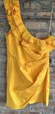 MANGO Asymetrical Yellow Ruffled One Shoulder Party Dress NWT MSRP 100