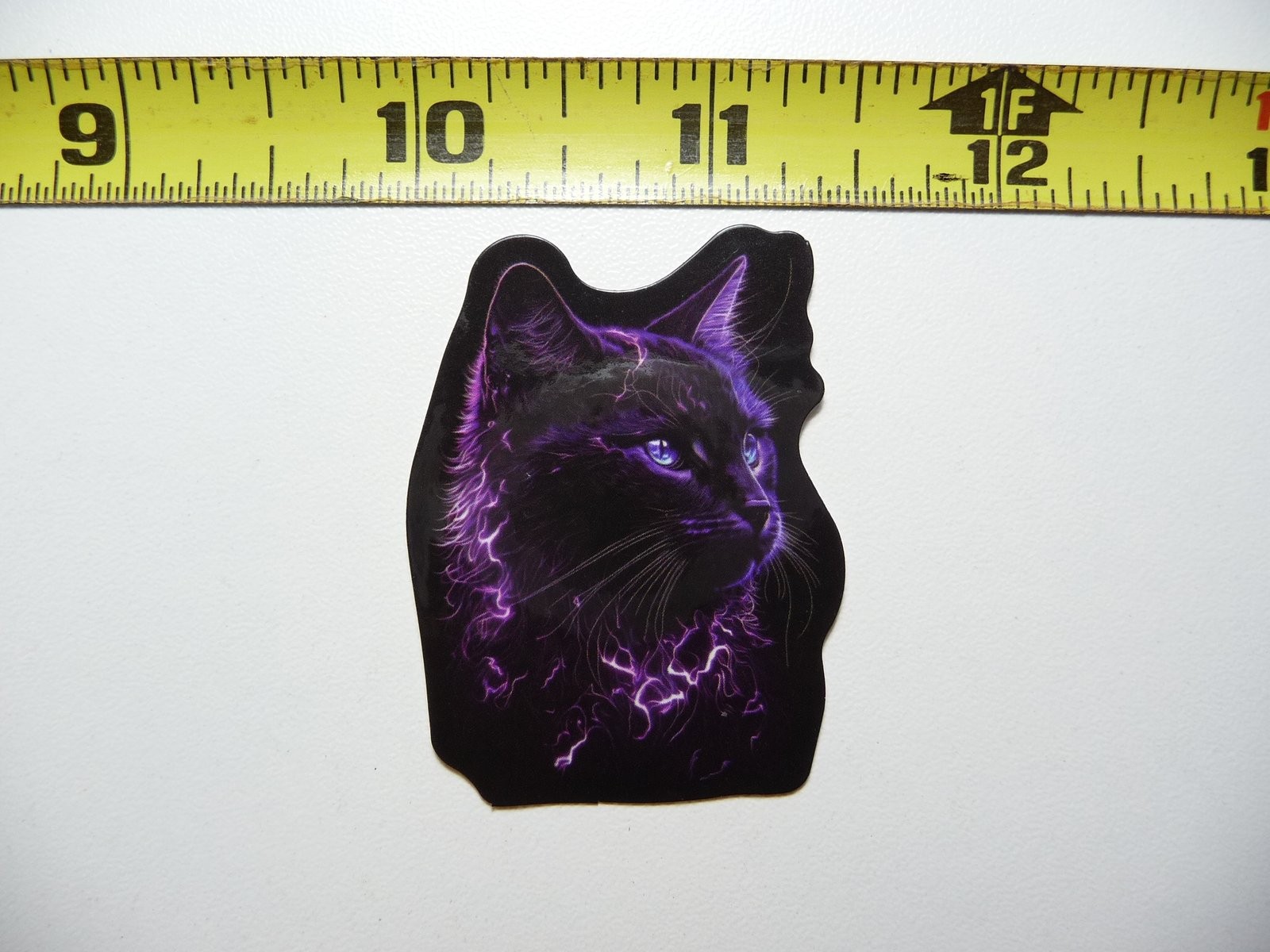BLACK HOUSE CAT STICKER DECAL FELINE PET VIBRANT MYSTICAL NEON COLORFUL ANIMAL