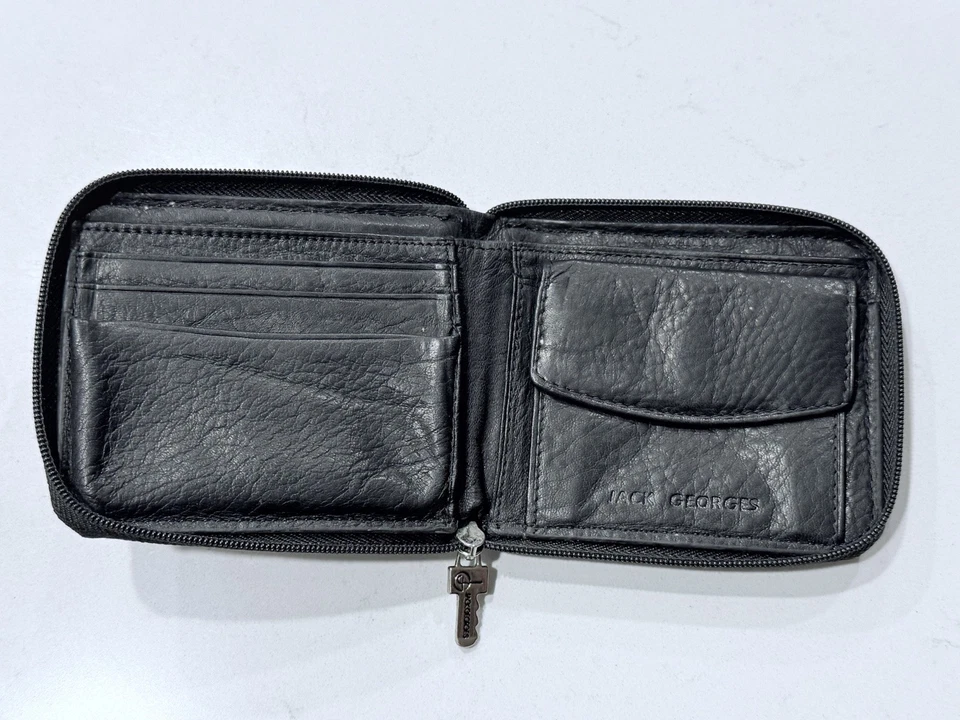 Cartera de cuero negra Jack George’s para hombre Foto 2 de 4