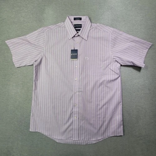 Stafford Shirt Mens 17 Purple Striped Classic Fit Broadcloth Button Up NWT - product listing photo