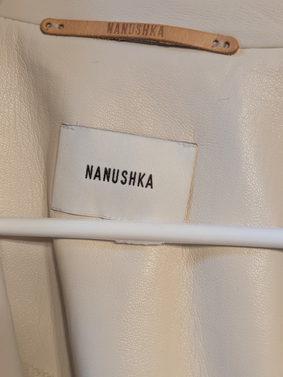 Nanushka Faux Leather Office Jacket Womens Large Cream Padded Jacket View 2