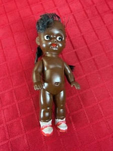 VTG DARK BLACK AA SOFT RUBBER DOLLS JAPAN Collectible Hair Jointed Original