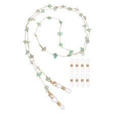 Glasses Chain 74cm Stone Eyeglasses Strap with 8 Ends for Women Emerald Green
