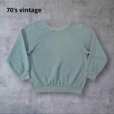 70s Vintage Brand Unknown Plain Raglan Sweatshirt Light Blue M equivalent