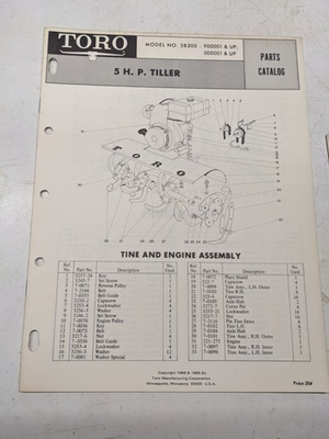 #ad #ad TORO PARTS CATALOG LIST BOOK MANUAL 5HP TILLER 58200 1968 1969 FRONT TINE $15.74
